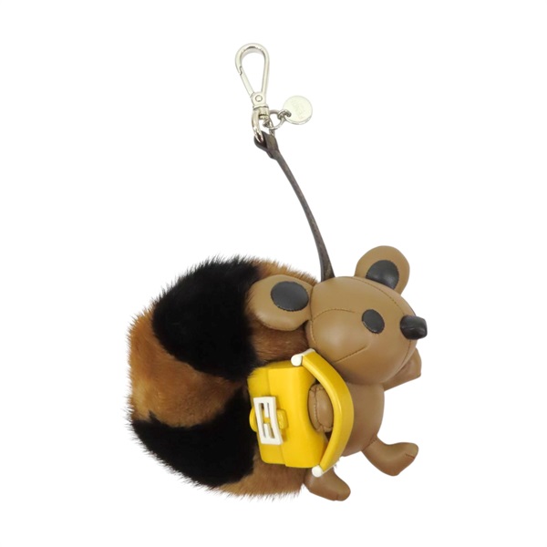 棕/黃色 牛皮 毛絨 松鼠 吊飾【FENDI 芬迪】 7AS410