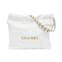 白色 牛皮 22 鍊帶 肩背包 金釦【CHANEL 香奈兒】 AS3260