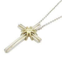 925純銀 18K黃金 十字架 墜飾 項鍊【Tiffany & Co 蒂芬妮】