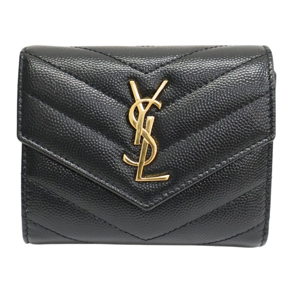 黑色 牛皮 扣式短夾【SAINT LAURENT 聖羅蘭】 692061