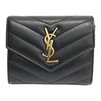 黑色 牛皮 扣式短夾【SAINT LAURENT 聖羅蘭】 692061