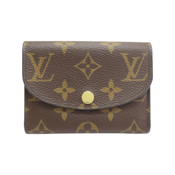 棕/芭蕾粉色 原花帆布 Rosalie 短夾【LOUIS VUITTON LV 路易威登】 M62361
