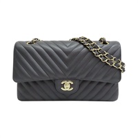 黑色 牛皮 Coco25 山形紋 肩背包 金釦【CHANEL 香奈兒】 A01112