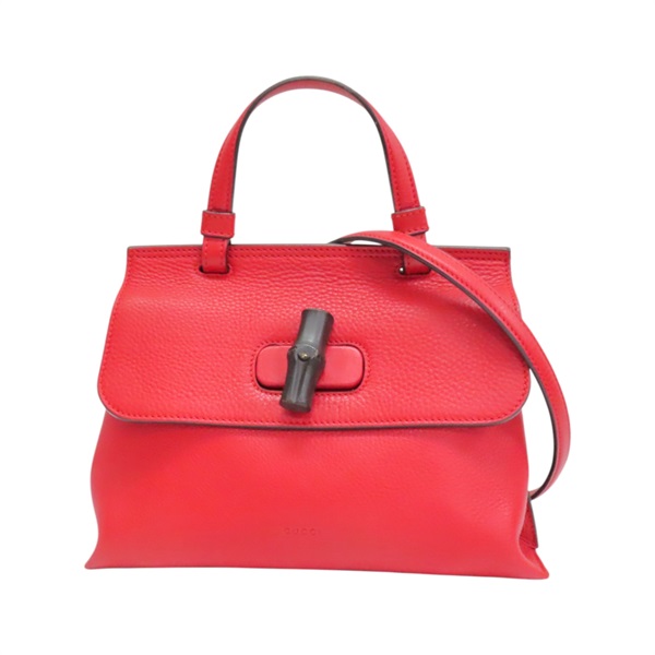 紅色 牛皮 Bamboo Daliy 兩用包【GUCCI 古馳】 370831