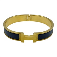 黑色琺瑯 金色鍍金 Click H 手環【HERMES 愛馬仕】