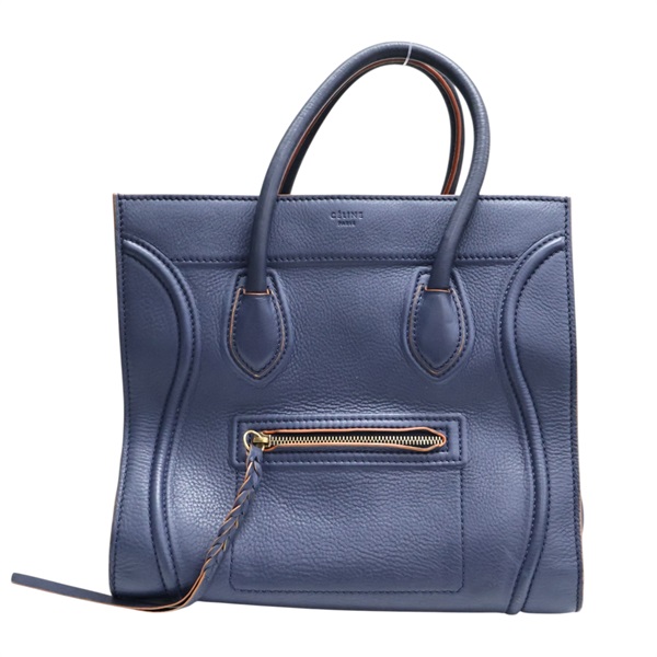 藍色牛皮 橘色油邊 Phantom Luggage 手提包【CELINE 賽琳】