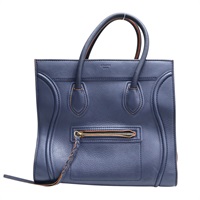 藍色牛皮 橘色油邊 Phantom Luggage 手提包【CELINE 賽琳】