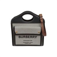 黑色 帆布 Pocket Mini Crossbody 肩背包【BURBERRY 巴寶莉】 8032437