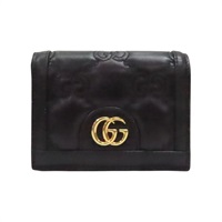 黑色 牛皮 GG Matelasse 扣式短夾【GUCCI 古馳】 723786