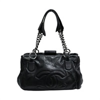 黑色 牛皮 肩背包 銀釦 (無卡)【CHANEL 香奈兒】