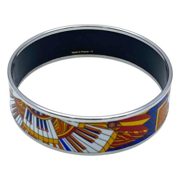 多色 印花琺瑯 銀色鍍金 手環【HERMES 愛馬仕】