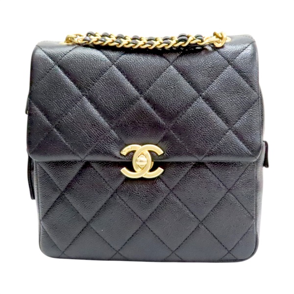 黑色 菱格紋 荔枝牛皮 後背包 金釦【CHANEL 香奈兒】 AS3108