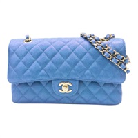 虹彩藍 菱格紋 荔枝牛皮 COCO 25 鍊帶肩背包 金釦【CHANEL 香奈兒】 A01112