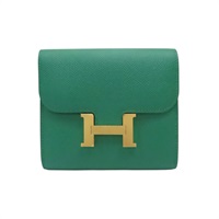 綠色 Epsom牛皮 Constance Compact Passant 扣式 短夾 A刻 金扣【HERMES 愛馬仕】