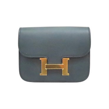 盧梭綠 Evercolor牛皮 Constance Slim 扣式 短夾 U刻 金釦【HERMES 愛馬仕】