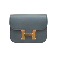 盧梭綠 Evercolor牛皮 Constance Slim 扣式 短夾 U刻 金釦【HERMES 愛馬仕】