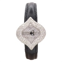 鑽石錶盤 18K白金 牛皮錶帶 Pushkin Diamond 石英腕錶 (錶帶非原廠)【Chopard 蕭邦】 12/7413