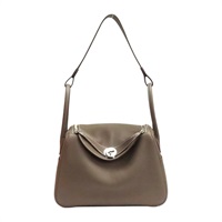 大象灰 Clemence牛皮 Lindy Touch 26 肩背包 W刻 銀扣【HERMES 愛馬仕】 H073428CK