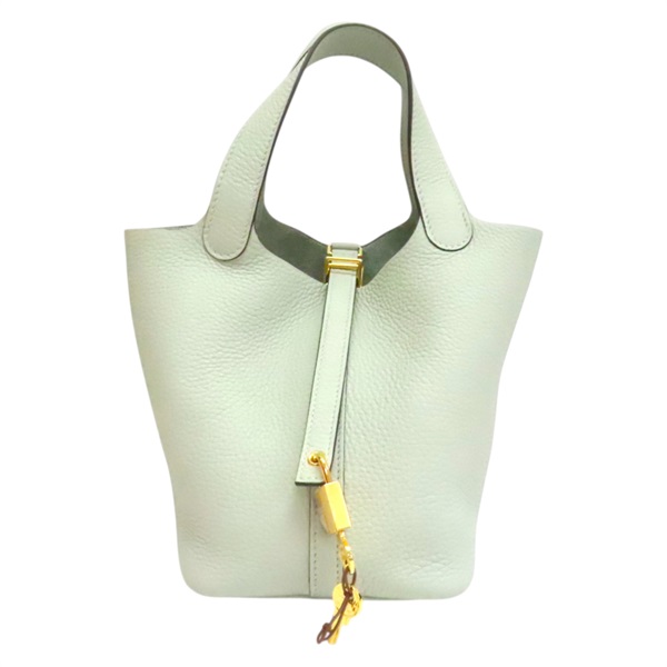 冰晶灰 Clemence牛皮 Picotin Lock 18 手提包 W刻 金扣【HERMES 愛馬仕】