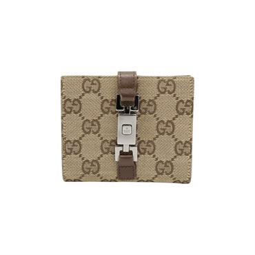 棕色 帆布 Jackie Compact 扣式短夾 05470【GUCCI 古馳】 05470