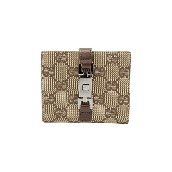 棕色 帆布 Jackie Compact 扣式短夾 05470【GUCCI 古馳】 05470