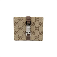 棕色 帆布 Jackie Compact 扣式短夾 05470【GUCCI 古馳】 05470