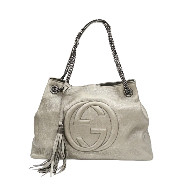 灰色 牛皮 Soho Tote 肩背包【GUCCI 古馳】 308982