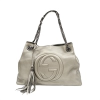 灰色 牛皮 Soho Tote 肩背包【GUCCI 古馳】 308982