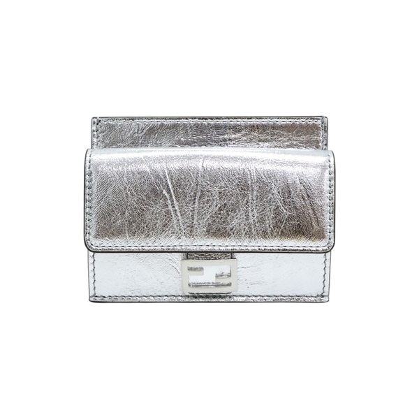 銀色牛皮 Baguette 卡夾 名片夾【FENDI 芬迪】 8M0423