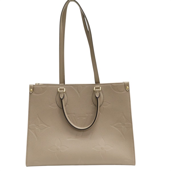 棕色 原花壓紋牛皮 Onthego MM 兩用包【LOUIS VUITTON LV 路易威登】 M45607