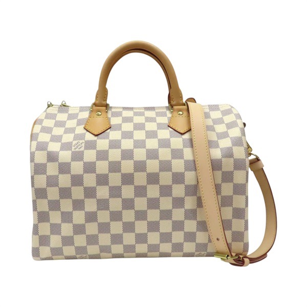 白色 棋盤格帆布 Speedy Bandouliere 30 兩用包【LOUIS VUITTON LV 路易威登】 N41373