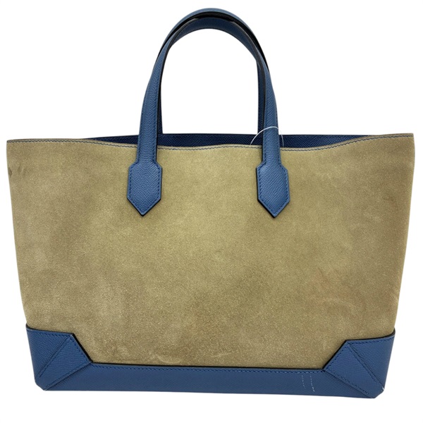 藍色 Epsom牛皮/卡綠色 Suede絨布 Maxibox Cabas 手提包 X刻【HERMES 愛馬仕】