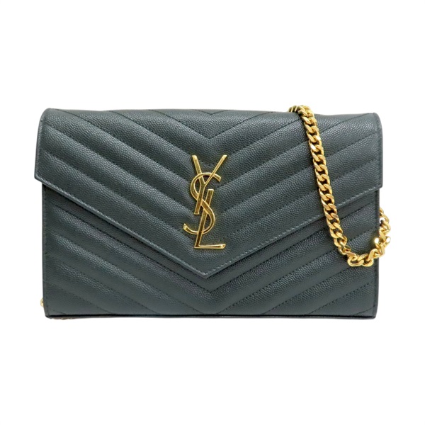 綠色牛皮 Envelope Chain 肩背包 377828【SAINT LAURENT YSL 聖羅蘭】 377828