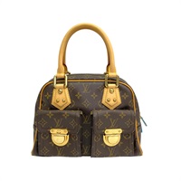 棕色 原花帆布 Manhattan PM 手提包【LOUIS VUITTON LV 路易威登】 M40026