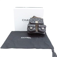 黑色 荔枝紋牛皮 Duma Mini 後背包 金釦【CHANEL 香奈兒】 AS3787