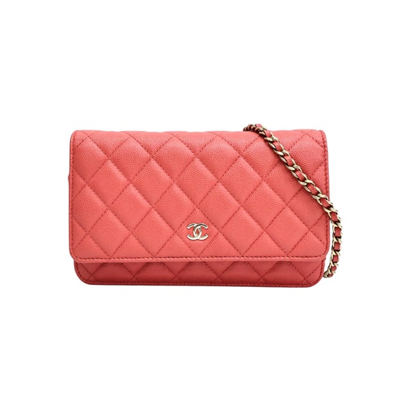 紅色 荔枝紋 牛皮 WOC 肩背包 金釦【CHANEL 香奈兒】 AP0250