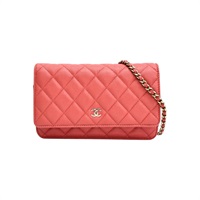 紅色 荔枝紋 牛皮 WOC 肩背包 金釦【CHANEL 香奈兒】 AP0250