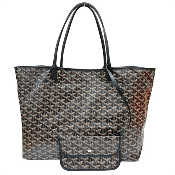 黑色 Goyardine 塗層帆布 Saint Louis GM 托特包 (手把黏膩感)【GOYARD 高雅德】 STLOUIGMLTY50CL50P