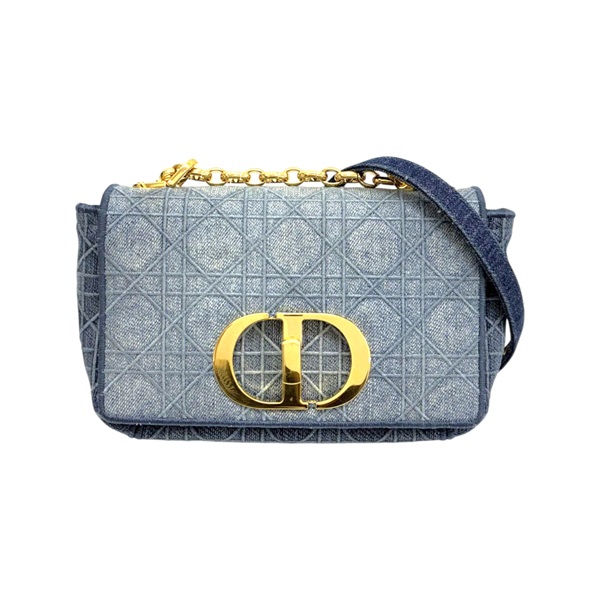 藍色 Cannage 丹寧 Small Caro 肩背包【Dior 迪奧】