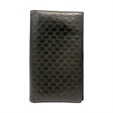 棕色 壓花牛皮 Long bifold 扣式長夾【GUCCI 古馳】 322210