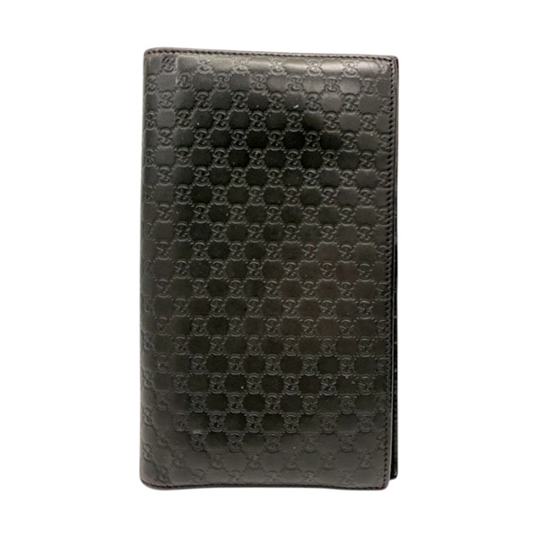 棕色 壓花牛皮 Long bifold 扣式長夾【GUCCI 古馳】 322210