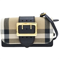 經典格紋帆布 黑色牛皮 The Buckle 肩背包【BURBERRY 巴寶莉】