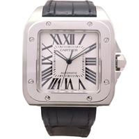 白色錶面 不鏽鋼 Santos 100 大型款 腕錶【Cartier 卡地亞】 W20073X8