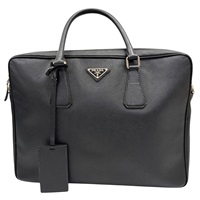 黑色 牛皮 公事包 手提包 (缺背帶)【PRADA 普拉達】 VA0891