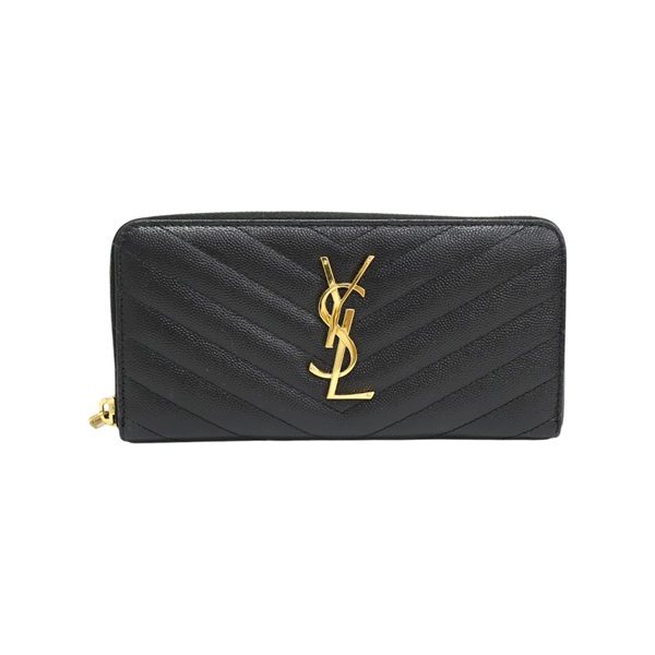 黑色 Matelasse牛皮 Cassandre 拉鍊 長夾【SAINT LAURENT YSL 聖羅蘭】 358094