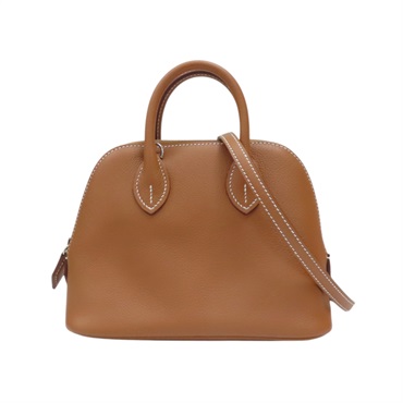 金棕色 Evercolor牛皮 Bolide 1923 Mini 柏莉包 兩用包 W刻 銀扣【HERMES 愛馬仕】 H073444CK