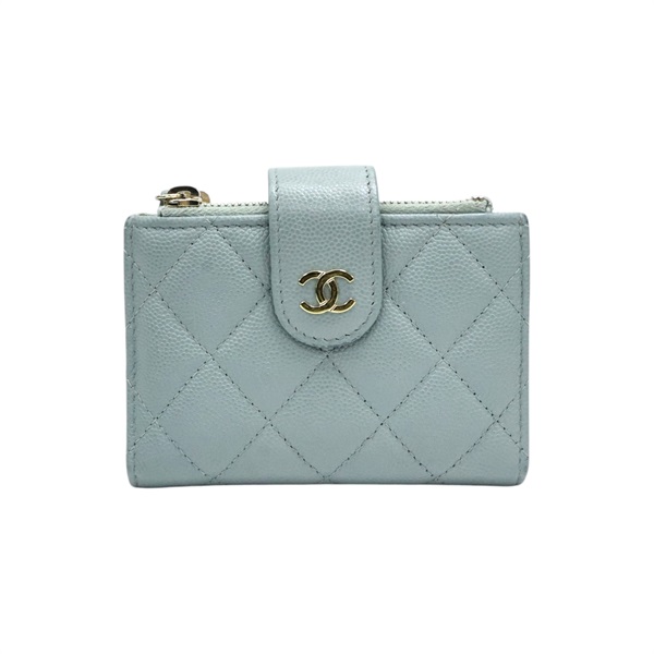 灰色牛皮 扣式 短夾【CHANEL 香奈兒】 AP1928