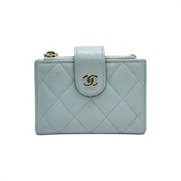 灰色牛皮 扣式 短夾【CHANEL 香奈兒】 AP1928