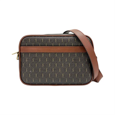 棕色 PVC塗層帆布 牛皮 Monogramme 相機包【SAINT LAURENT 聖羅蘭】 669957