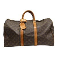棕色 原花帆布 Keepall50 手提包【LOUIS VUITTON LV 路易威登】 M41426